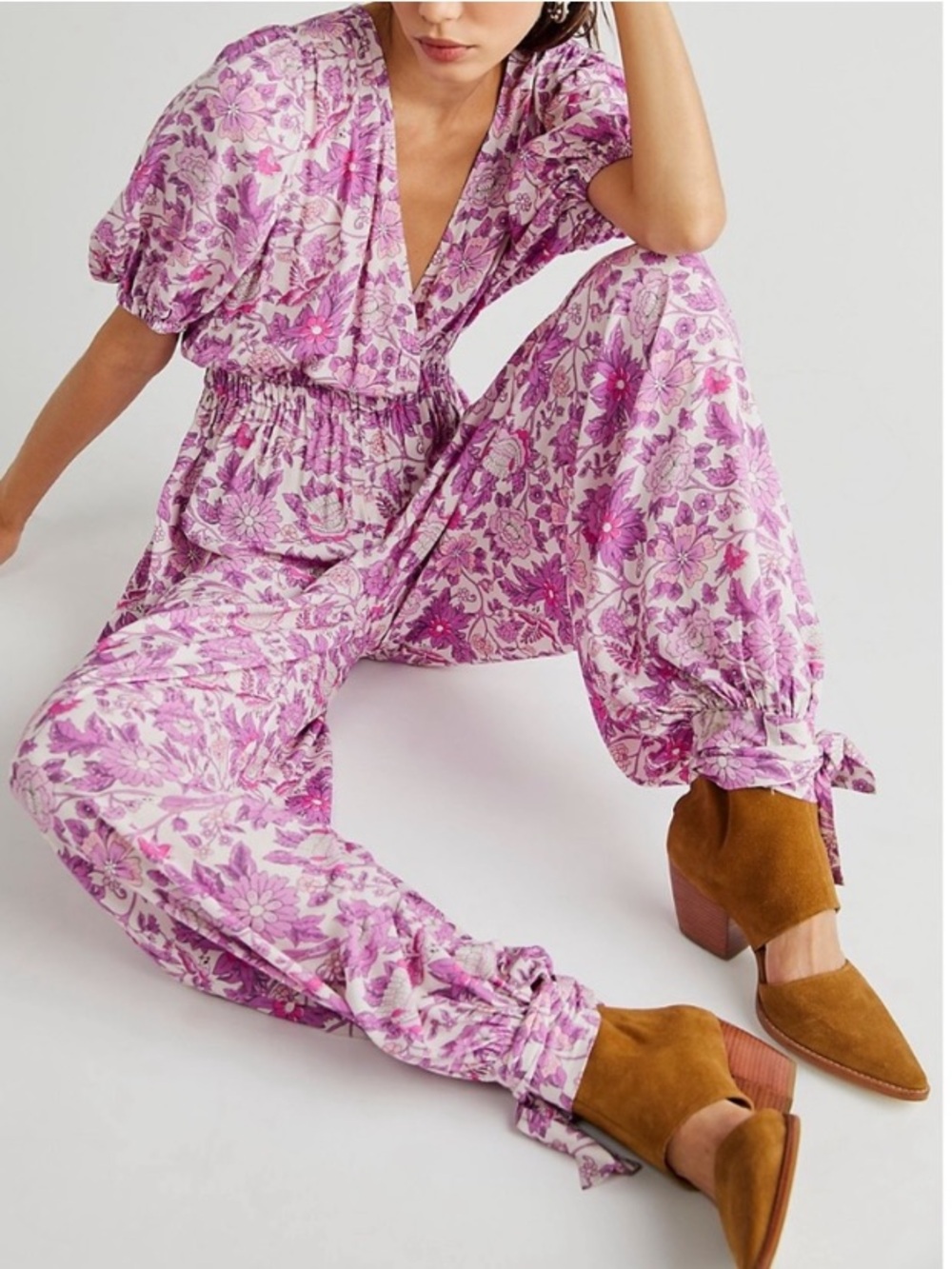 Spell Pink Floral V-Neck Jumpsuit - Picture 11 of 16